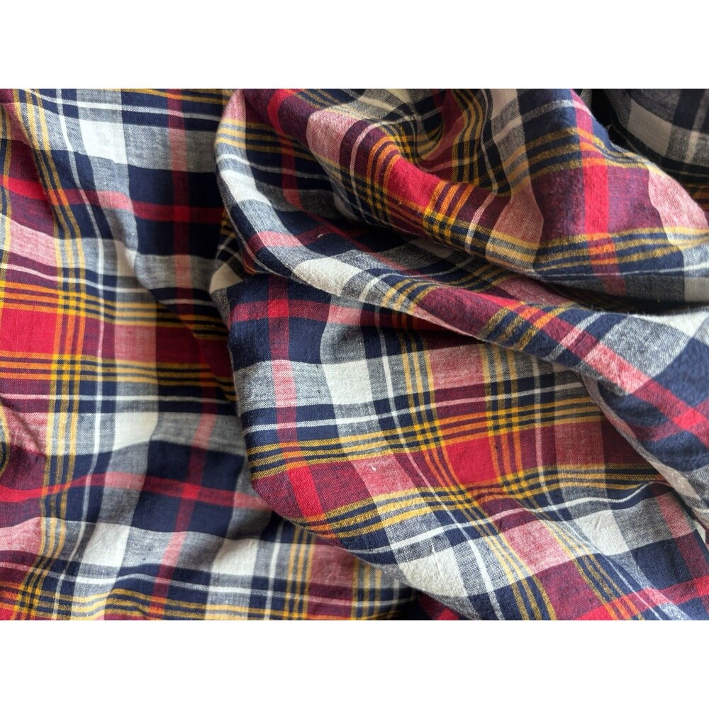 2.5 YARDS Cotton Madras Plaid Fabric 44" Blue Red White Yellow
